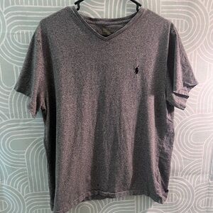 Polo Ralph Lauren Gray V Neck T Shirt Large Classic Pony Logo